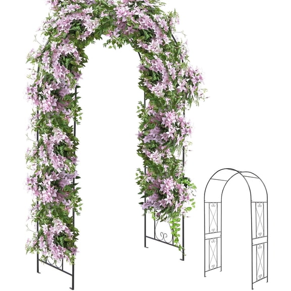 Garden Arbors Trellises, 7.2FT Metal Garden Arch for Climbing Plants Roses, Wedding Archway with Stakes, Patio Trellis Pergola for Lawn Bridal Party Ceremony Decoration