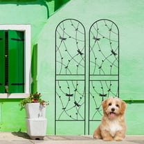 Garden Arch 2 Pack Metal Garden Trellis 86.7" x 19.7" Rustproof Trellis for Climbing Plants Outdoor Flower Support Dragonfly Deco Black,Garden Trellis