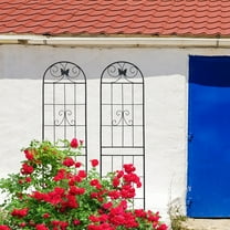 Garden Arch 2 Pack Metal Garden Trellis 86.7" x 19.7" Rustproof Trellis for Climbing Plants Outdoor Flower Support Black,Garden Trellis