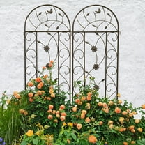 Garden Arch 2 Pack Metal Garden Trellis 86.7" x 19.7" Rustproof Trellis for Climbing Plants Outdoor Flower Support Brown,Garden Trellis