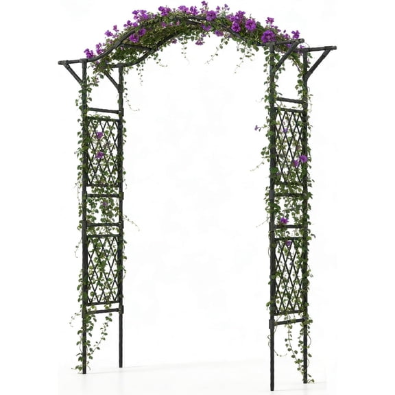 Garden Arch, 67''W x 83''H PE-Coated Metal Arbor Trellis for Climbing Plants, Outdoor Wedding Ceremony Archway, Decorative Garden Pergola Arch for Backyard, Lawn, Patio, Yard