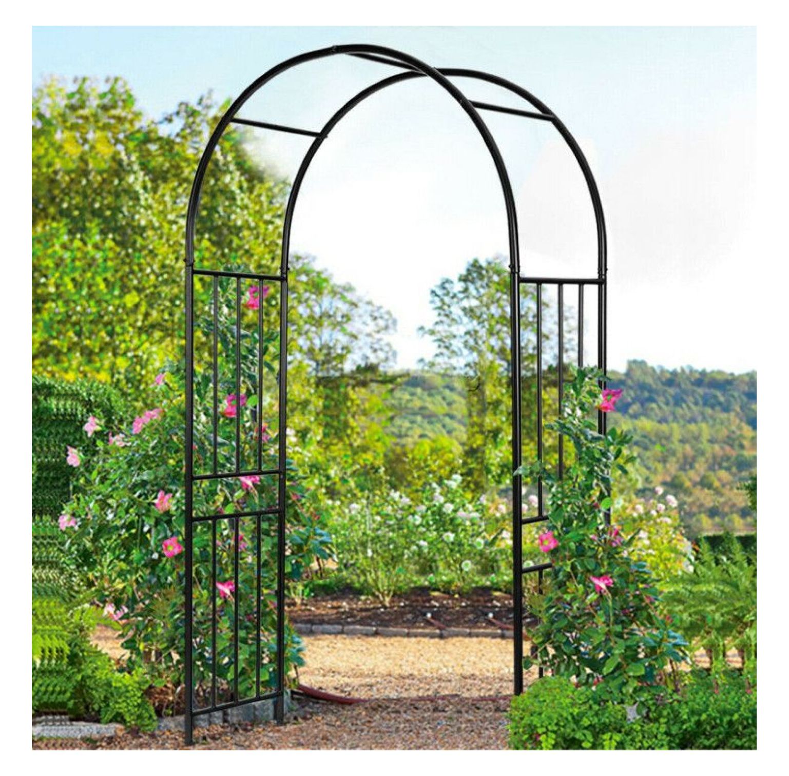 Garden Arch 7.2ft Steel Plant Climber - Black Arbor for Wedding ...