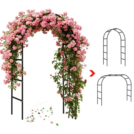 ROMUCHE Garden Arch 7.87×4.59×1.25FT Metal Garden Trellis for Climbing Plant Outdoor, Wedding Arch Arbor for Party Ceremony Decor Halloween Christmas Day