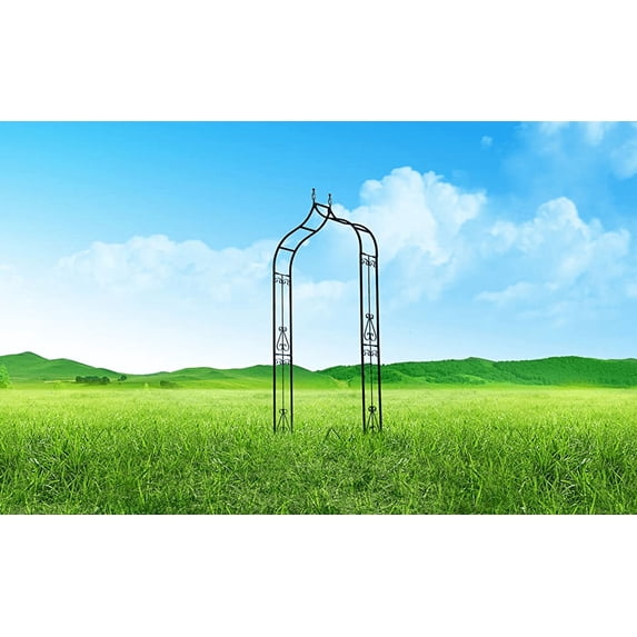 Garden Arch Arbor Arbour Trellis Archway for Climbing Plants Roses Vines Support Rack, Outdoor Garden Lawn Backyard Patio, Matte Black