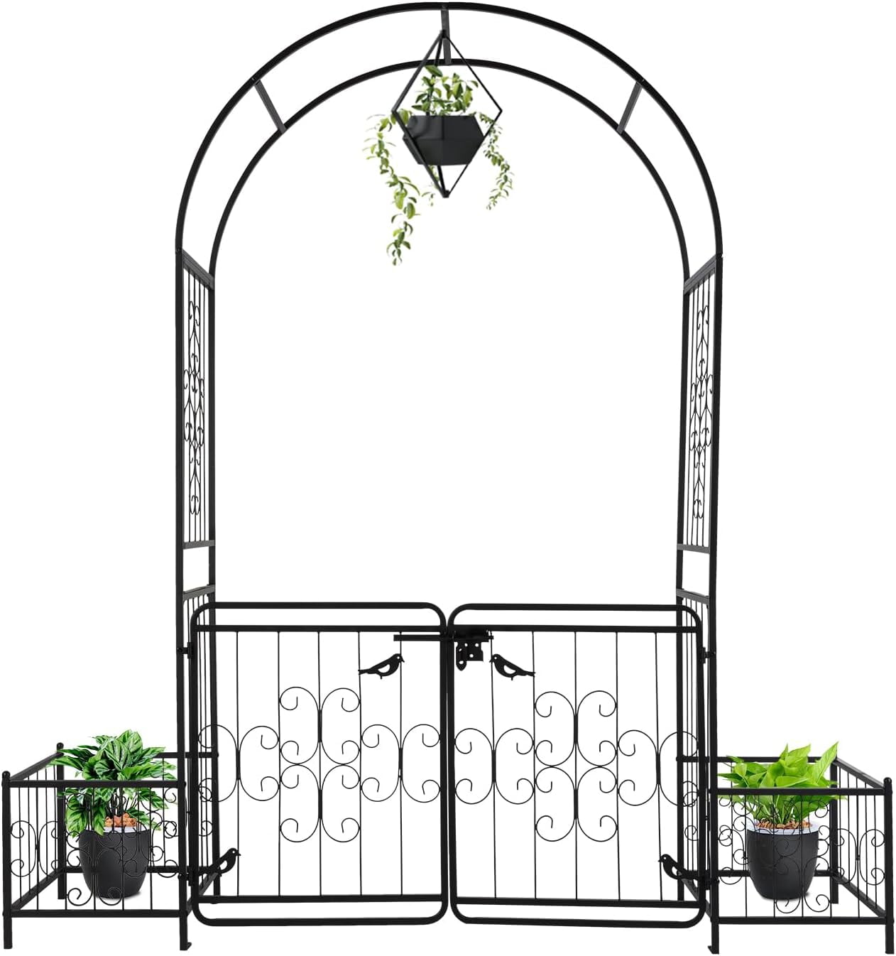 Outvita Arch Arbor 7.3FT Garden Arch Arbor, Heavy Duty Metal Arbour Archway, Decorative Arbor Arch Trellis