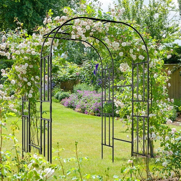 Garden Arch Arbor Trellis, 87" Tall Metal Archway Garden Trellis for Climbing , Wide Sturdy Durable Garden Arch for Lawn, Party, Ceremony Wedding Decoration