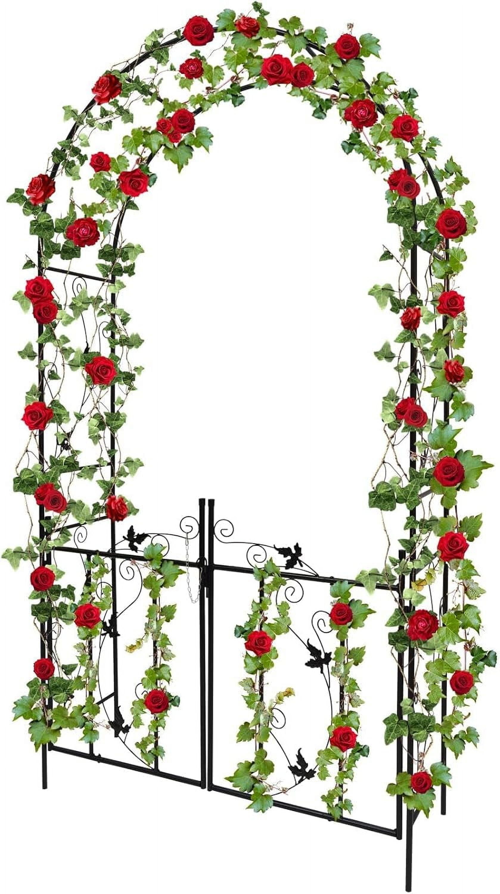 Garden Arch with Gate, Heavy Duty Metal Butterfly Garden Arbor for ...