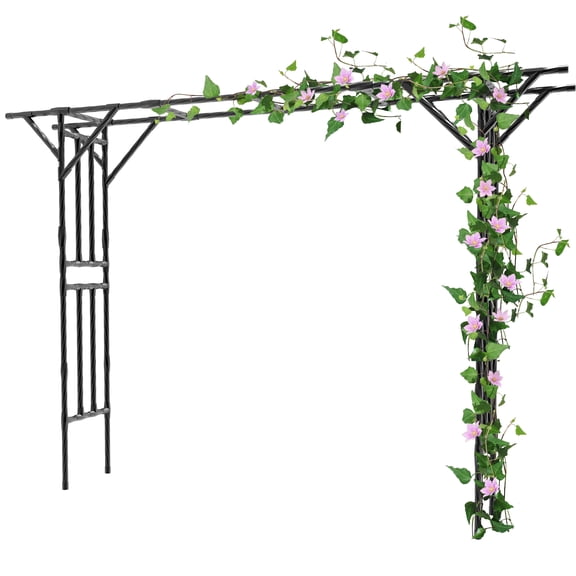 Garden Arch Trellis - 141.7" L106.3" H Extra Large Flat Top Arbor Trellis with Coated Steel Pipe, Garden Arch Trellis for Climbing Plants Outdoor, Heavy Duty Abor Arch for Wedding Decor