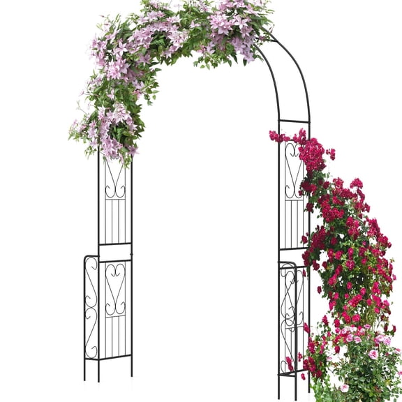 Garden Arch Trellis - 7.9 ft Metal Arbor Pergola for Climbing Plants Rose Clematis Vines, Wedding Archway Arbour for Party Ceremony Backdrop Stand Outdoor Garden Yard Lawn Decoration
