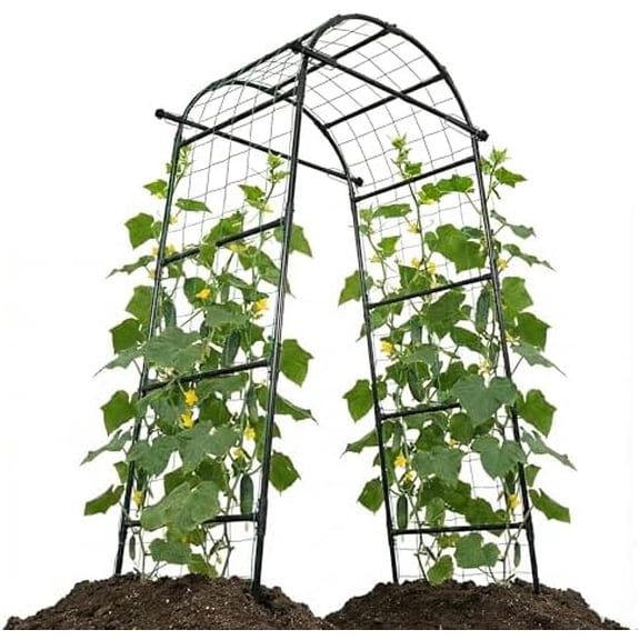 Garden Arch Trellis, 80'' Tall Walk-Through Plant Support for Climbing Vines Flowers Vegetables Grapes and Tomatoes Sturdy Outdoor Metal for Raised Beds$$Garden & Patio