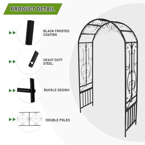 Garden Arch Trellis Arched 7.2'(W) X3.11'(H),Tubular Frame Climbing ...
