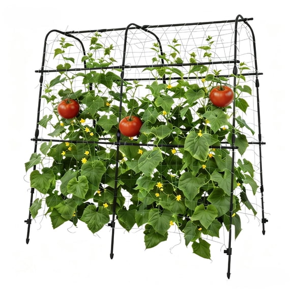 Garden Arch Trellis for Climbing Plants Outdoor, 5.3 ft x 5.3 ft Cucumber & Melon Trellis for Raised Beds, u-Shape Plant Support for Climbing Vegetables, Grapes & Roses, Black
