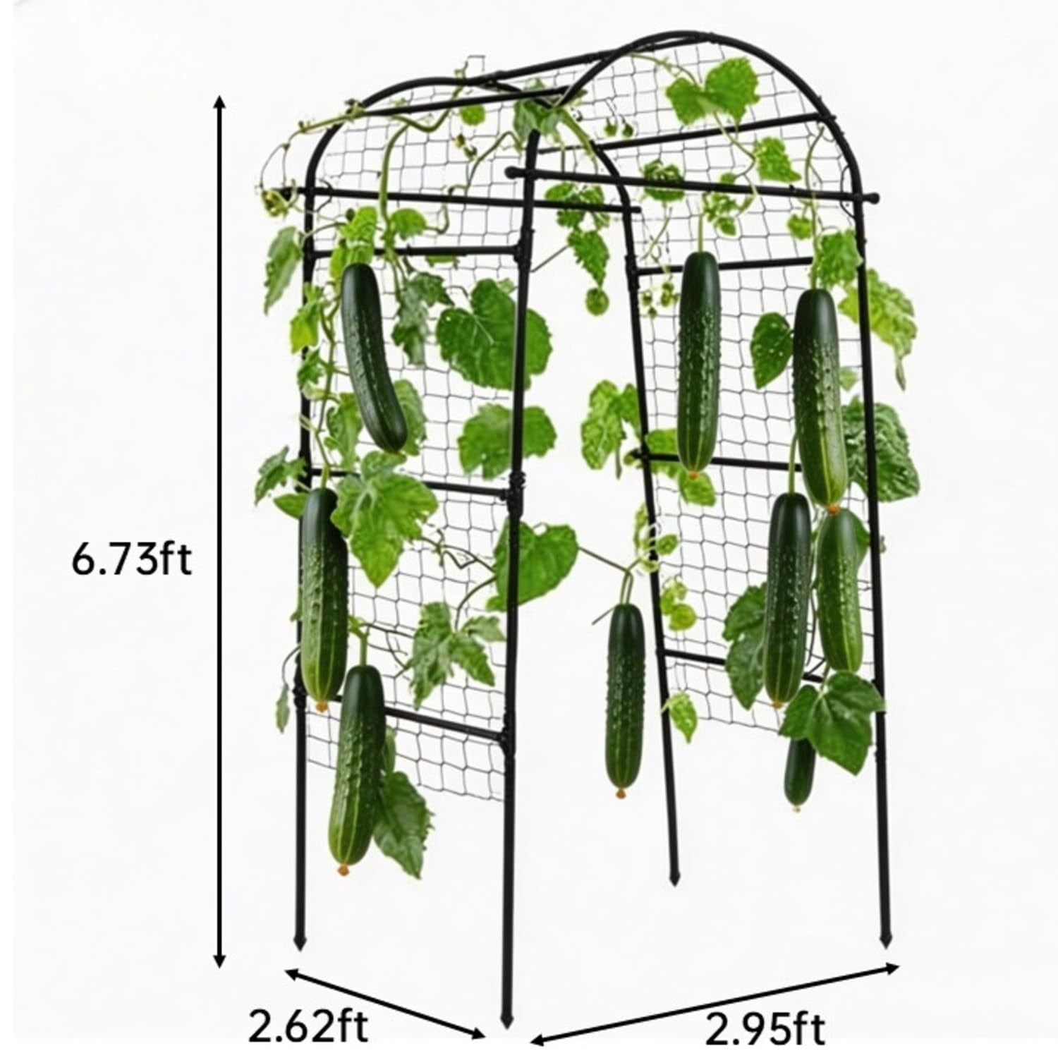 Garden Arch Trellis for Climbing Plants Outdoor,6.73 x 2.62×2.92FT Rust-Resistant Plant Support,Cucumber & Melon Trellis for Raised Beds, u-Shape Plant Support for Climbing Vegetables, Grapes & Roses