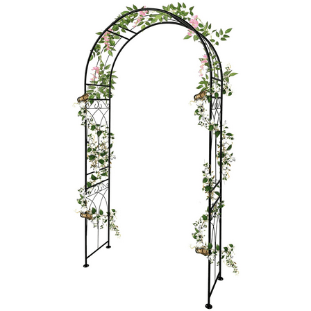 Garden Arch Trellis Metal Garden Arbor for Climbing Plants Outdoor, Wedding Arches for Ceremony, Black Garden Archway for Lawn, Patio and Backyard