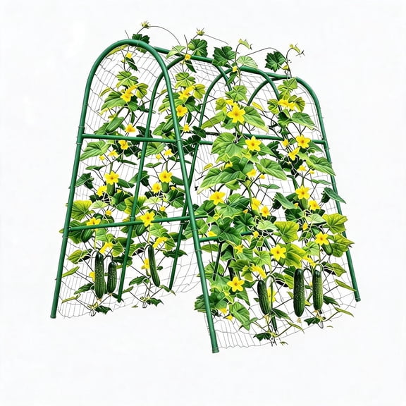 Garden Arch Trellis for Raised Beds 4 ft x 5.3 ft Rust-Resistant Plant Support for Cucumbers Melons Grapes Roses and Climbing Vegetables Green