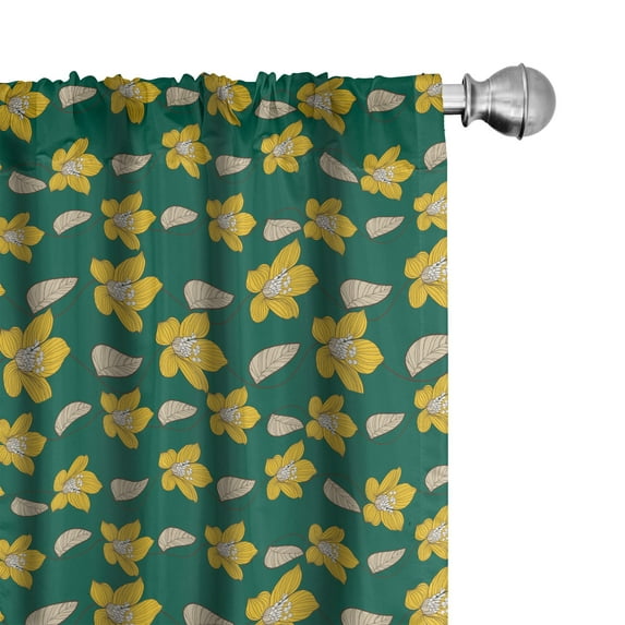 Garden Art Curtains 2 Panels Set, Abstract Blossoming Spring Flowers with Foliage Vintage Botanical Illustration, Window Drapes for Living Room Bedroom, 56"W X 95"L, Multicolor, by Ambesonne