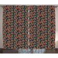 thumbnail image 1 of Ambesonne Garden Art Curtains 2 Panel Set, Flower Dark Toned Dots, 108" x 108", Night Blue Ruby Green, 1 of 3