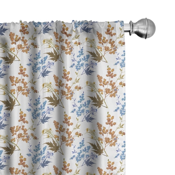 Garden Art Curtains 2 Panels Set, Rustic Theme with Leafy Branches Autumn Season Theme Rural Countryside Pattern, Window Drapes for Living Room Bedroom, 56"W X 84"L, Multicolor, by Ambesonne