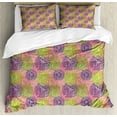 thumbnail image 1 of Garden Art Duvet Cover Set King Size, Colorful Petals of Chrysanthemum Ornamental Arrangement Vintage Fall Season, Decorative 3 Piece Bedding Set with 2 Pillow Shams, Multicolor, by Ambesonne, 1 of 3