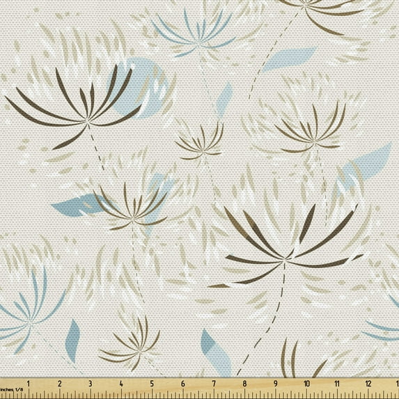 Garden Art Fabric by the Yard, Blooming Arrangement Foliage Leaves Ornate Style Classic Traditional Design, Upholstery Fabric for Dining Chairs Home Decor Accents, Multicolor by Ambesonne