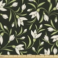 thumbnail image 1 of Ambesonne Garden Art Fabric by the Yard Upholstery, Snowdrop Flowers Pattern, 1 Yard, Dark Green Pale Green, 1 of 5