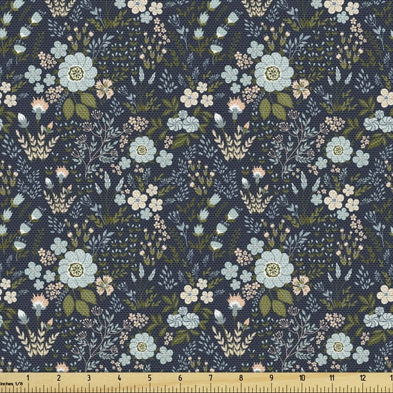 Ambesonne Garden Art Fabric by the Yard Upholstery, Reviving Nature Theme, 1 Yard, Multicolor