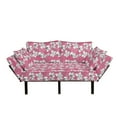 thumbnail image 1 of Garden Art Futon Couch, Sketch Petals Background with Pastel Tones Monochrome Flower Motifs, Daybed with Metal Frame Upholstered Sofa for Living Dorm, Loveseat, Pink Grey and White, by Ambesonne, 1 of 4