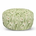 thumbnail image 1 of Garden Art Pouf Cover with Zipper, Spring Flowers Bouquet Crocuses with Healthy Fresh Petals Botanical, Soft Decorative Fabric Unstuffed Case, 30" W X 17.3" L, Pale Green Cream Orange, by Ambesonne, 1 of 3