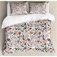 thumbnail image 1 of Garden Art Queen Size Duvet Cover Set, Drawing of a Flowering Field with Wildflowers in Pastel Tones, Decorative 3 Piece Bedding Set with 2 Pillow Shams, Salmon Mustard Charcoal Grey, by Ambesonne, 1 of 3