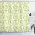 thumbnail image 1 of Garden Art Shower Curtain, Watercolor Mimosa Pattern Wild Spring Flowers Brush Strokes Effect, Fabric Bathroom Set with Hooks, 69W X 84L Inches Extra Long, Apple Green and Yellow, by Ambesonne, 1 of 3