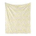 thumbnail image 1 of Garden Art Soft Flannel Fleece Blanket, Pastel Watercolored Petals and Leaves Romantic Nature Paintbrush Artwork, Cozy Plush for Indoor and Outdoor Use, 60" x 80", Yellow Lilac White, by Ambesonne, 1 of 5