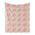 thumbnail image 1 of Garden Art Soft Flannel Fleece Throw Blanket, Botanical Romantic Flowers and Herbs in Pastel Colors on Off White Background, Cozy Plush for Indoor and Outdoor Use, 50" x 70", Multicolor, by Ambesonne, 1 of 6