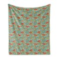 thumbnail image 1 of Garden Art Soft Flannel Fleece Throw Blanket, Composition of Flowers with Vintage Design Oriental Silhouette Style Petals, Cozy Plush for Indoor and Outdoor Use, 50" x 60", Multicolor, by Ambesonne, 1 of 5