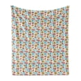 thumbnail image 1 of Garden Art Soft Flannel Fleece Throw Blanket, Hand Drawn Creative Flowers in Folk Style Abstract Herbs, Cozy Plush for Indoor and Outdoor Use, 50" x 70", Yellow Pale Blue, by Ambesonne, 1 of 5