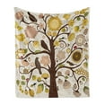 thumbnail image 1 of Garden Art Soft Flannel Fleece Throw Blanket, Layout of Botanical Elements on a Tree, Cozy Plush for Indoor and Outdoor Use, 60" x 80", Chocolate Dark Yellow, by Ambesonne, 1 of 5