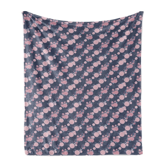 Garden Art Soft Flannel Fleece Throw Blanket, Pattern with Rows of Abstract Pink Asters Romantic Garden Botany, Cozy Plush for Indoor and Outdoor Use, 50" x 60", Dark Slate Blue Blush, by Ambesonne