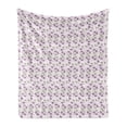 thumbnail image 1 of Garden Art Soft Flannel Fleece Throw Blanket, Retro Style Violet Flowers and Buds Springtime Pattern on Polka Dots, Cozy Plush for Indoor and Outdoor Use, 50" x 70", Mauve Green, by Ambesonne, 1 of 5