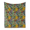 thumbnail image 1 of Garden Art Soft Flannel Fleece Throw Blanket, Whimsical Florist Pattern with Doodle Funny Plants Rich Summer Nature, Cozy Plush for Indoor and Outdoor Use, 60" x 80", Multicolor, by Ambesonne, 1 of 5