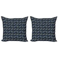 thumbnail image 1 of Garden Art Throw Pillow Cushion Cover Pack of 2, Nature Inspired Hand Drawn Style Bouquets of Flowers Flying Birds on Dark Blue, Zippered Double-Side Digital Print, 4 Sizes, Multicolor, by Ambesonne, 1 of 2