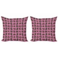 thumbnail image 1 of Ambesonne Garden Art Throw Pillow Cover 2 Pack, Roses and Gerbera, 16", Pink Pale Green, 1 of 2