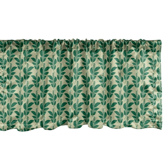 Ambesonne Garden Art Valance Pack of 2, Tropical Leafy Plant, 54"X12", Pale Khaki Forest Green