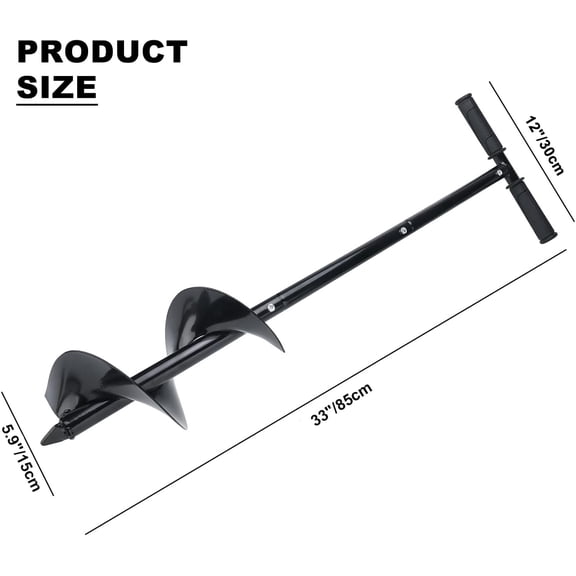 Garden Auger Drill Bit 5.9"x33", Large Hand Auger Drill for Planting, Post Hole Digger Manual Auger Spiral Drill Bit with Non-Slip Handle, Bulb Planting Auger Fence Post Auger