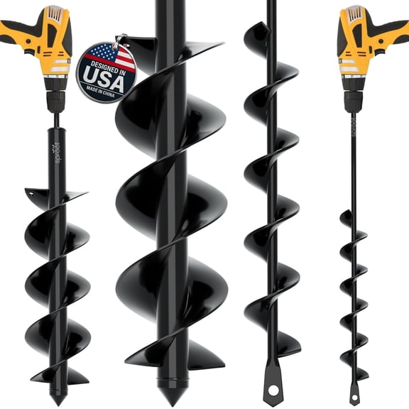 Garden Auger Drill Bit for Planting 2 Pack 1.6x16 & 3.5x16 Inch - Umbrellas and Fences Auger Post Hole Digger for Gardening and Spiral Bulb Planter Tool 3/8 Inch Hex Drive Compatible