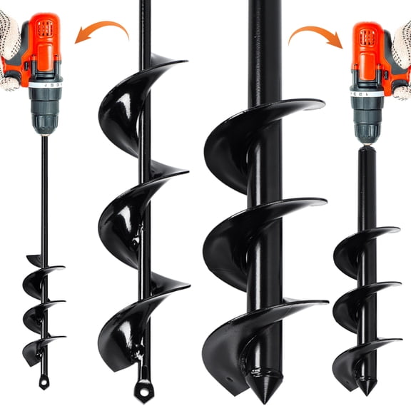 Garden Auger Drill Bit for Planting - Pack of 2-1.6"x16.5" & 3.5"x16" Garden Spiral Hole Digging for Planting, Bulbs, Bedding Plants & More - Compatible with 3/8 Inch Hex Drive