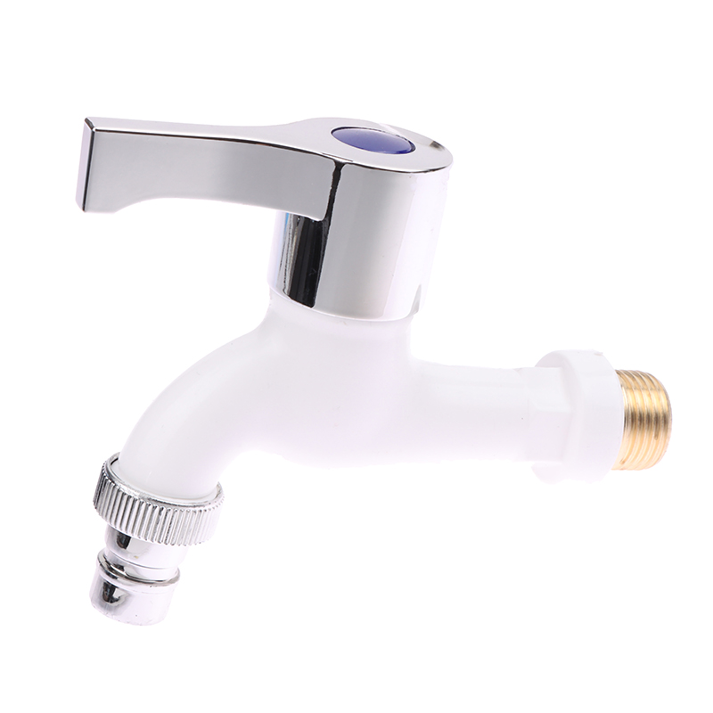 Garden Balcony Water Tap 1/2" Male Thread Washing Machine Faucet Wall Mount Plastic Water Hose Quick Connector White