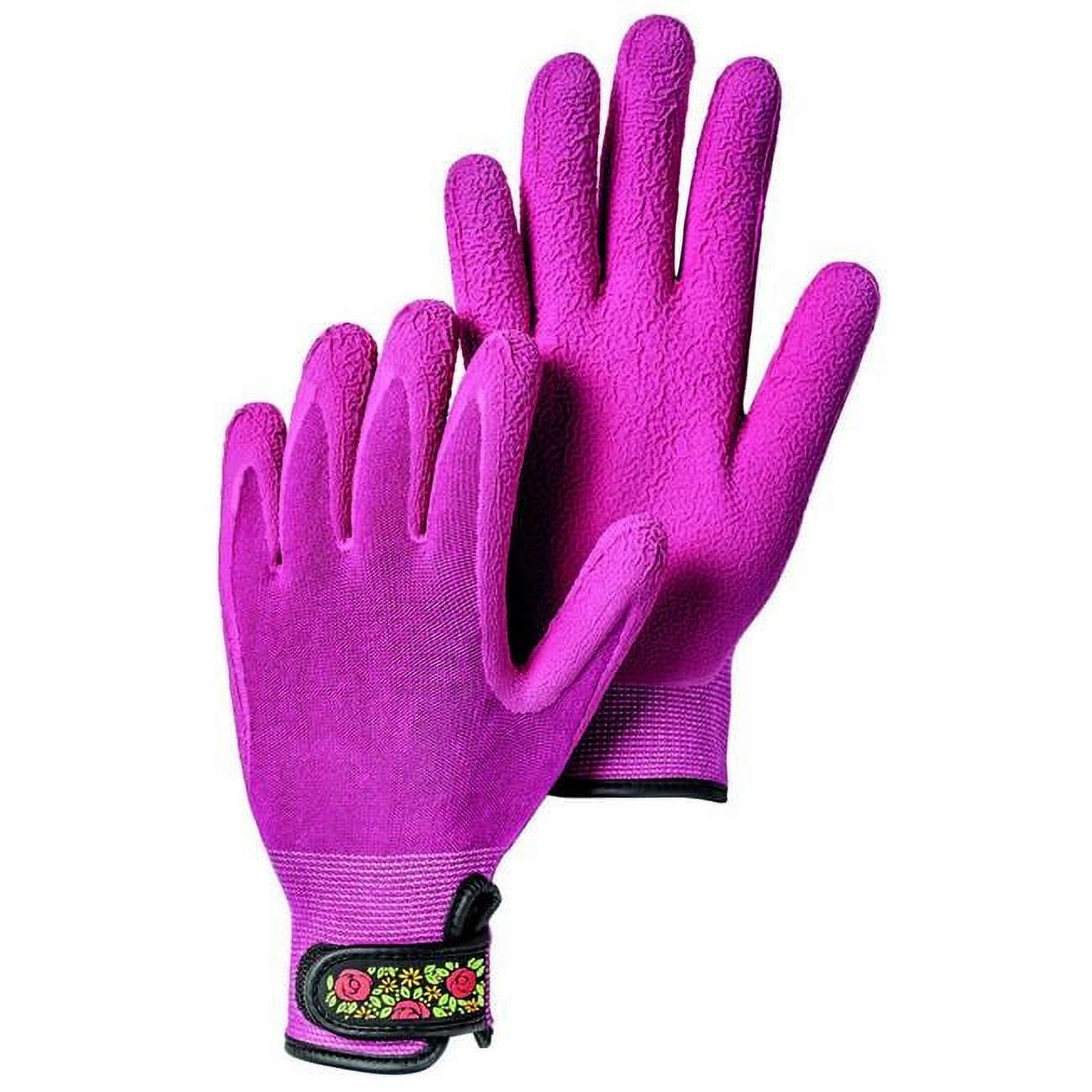 Garden Bamboo Foam Latex Dip Gloves, Fuchsia Large