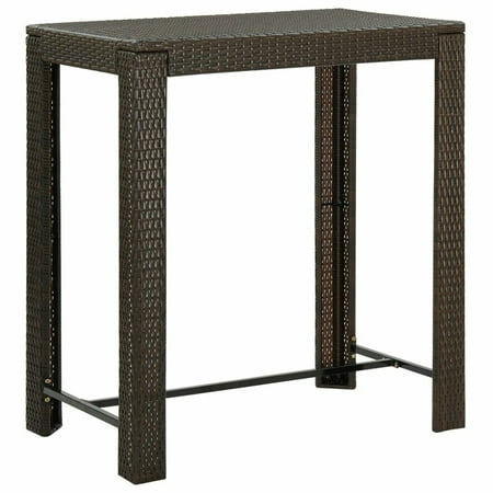 Garden Bar Table Brown 39.4"x23.8"x43.5" Poly Rattan
