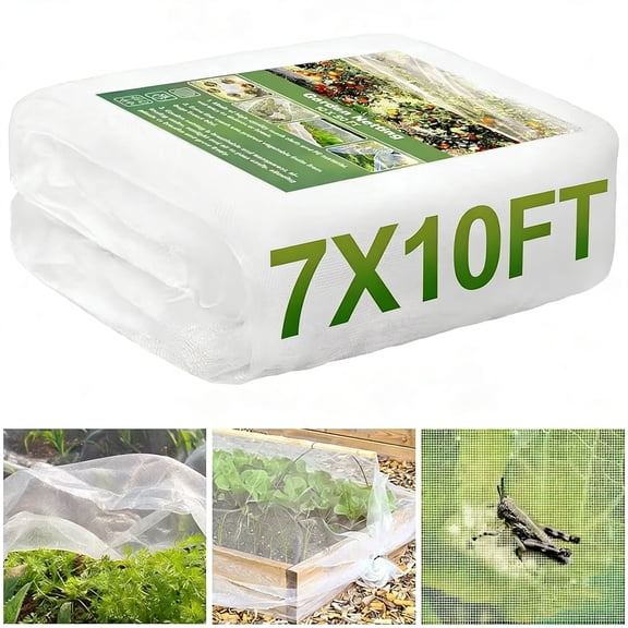 Garden Barrier Netting, Plant Covers 7x10Ft Ultra Fine Mesh Netting Protect for Vegetable Plants Fruits Flowers Crops Greenhouse Row Covers Raised Bed Barrier Screen Birds Animals Protection Net