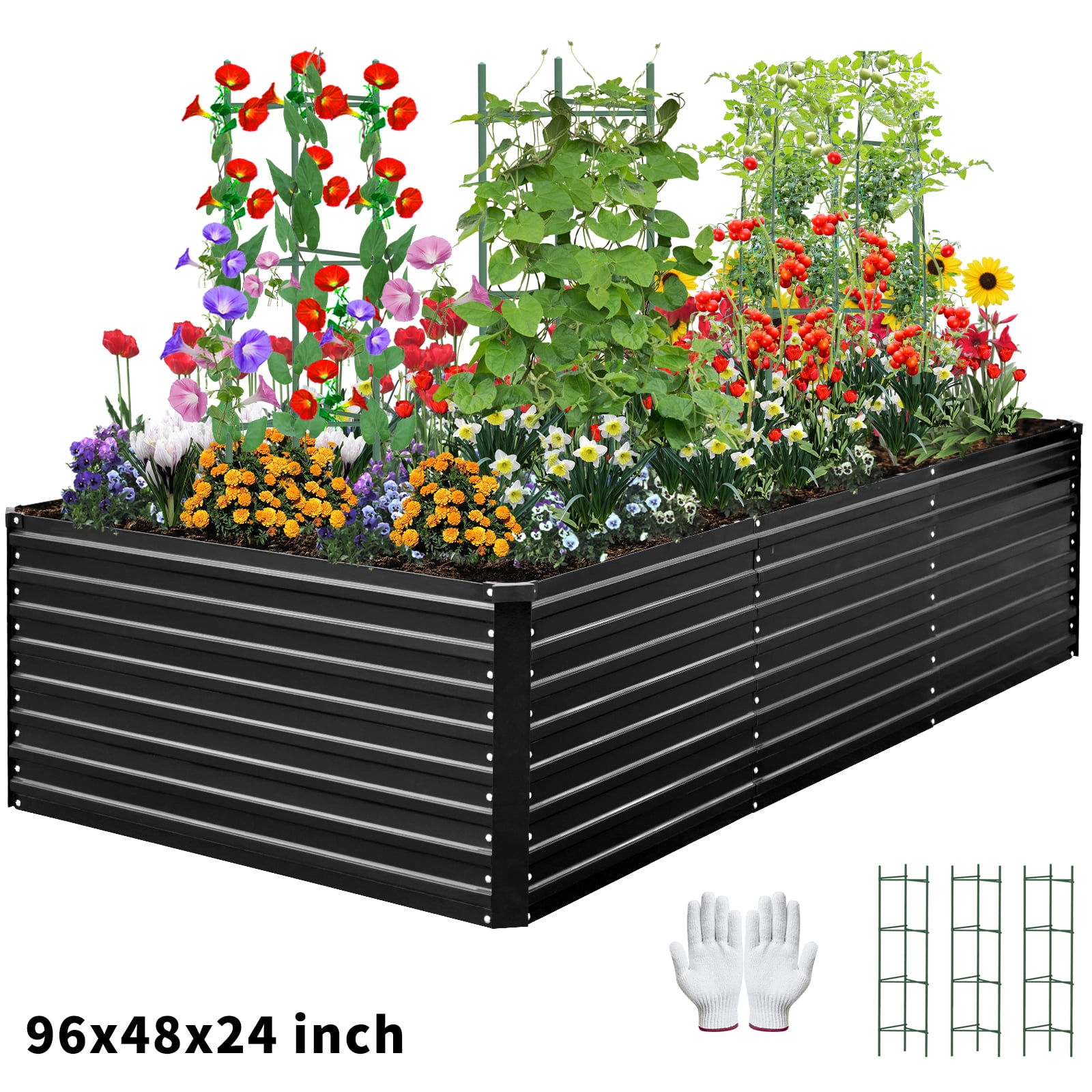 Garden Bed 8x4x2 ft Galvanized Steel RustResistant Planter Box for