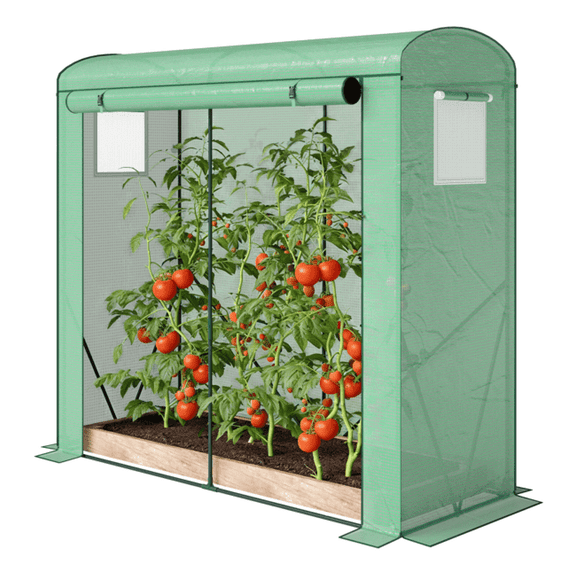 Garden Bed Greenhouse, 78.7" Steel Frame Plant Grow House, Waterproof UV-Resistant PE Cover, Roll-Up Door & Window for Vegetables, Flowers, Herbs
